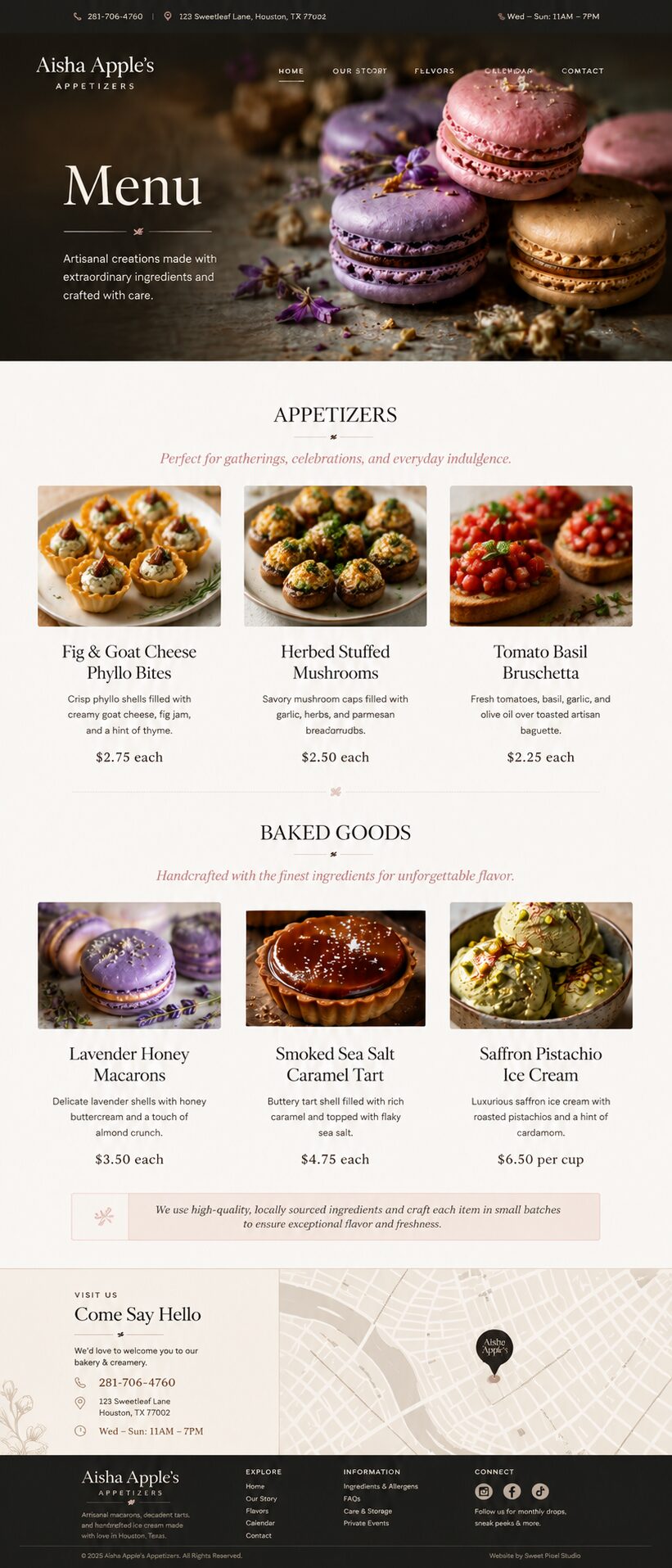 Menu design mockup